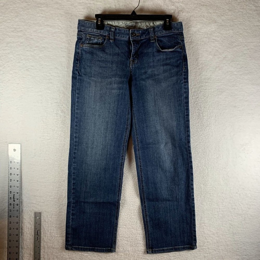 Lands' End Canvas Jeans Women's 31 Blue Denim Stretch Low Rise Straight Leg 7880